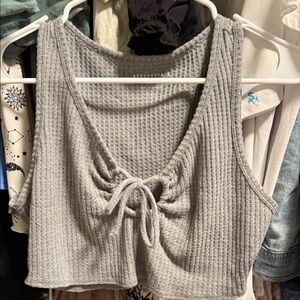 Aeropostale Light Gray Tie-Front Crop Top